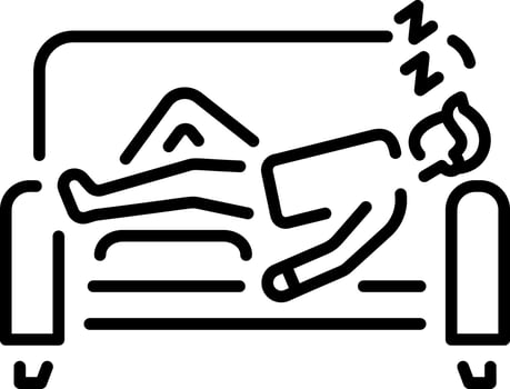 A linear icon depicting a person taking nap vector