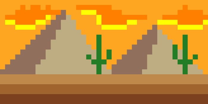Desert pyramid pixel art landscape background vector