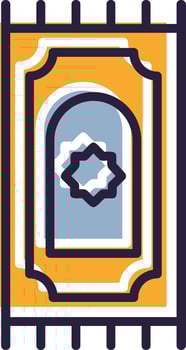 Prayer Mat Glyph Two color Sajadah Musalla Rug Islam vector