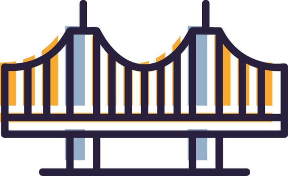 Vincent Thomas Bridge Filled up Landmark Bridge Los Angeles Structure vector