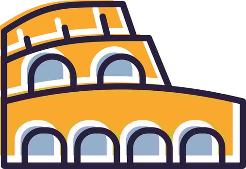 Colosseum Glyph Two color Amphitheater Rome Landmark Ancient vector