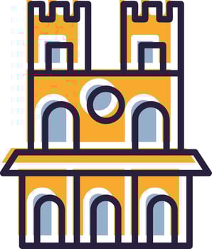 Notre Dame Glyph Two color Paris Landmark Cathedral Church vector