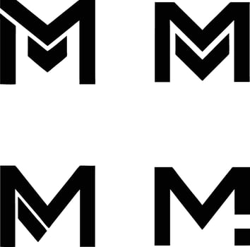 Four distinct stylized black letter m logos on a white background vector