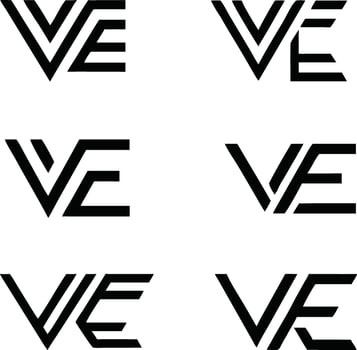 Modern ve monogram logo designs in black and white vector