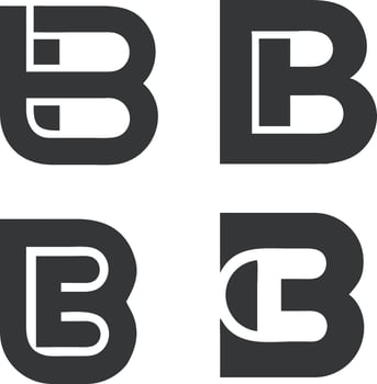 Four distinct abstract logo designs featuring the letter b vector