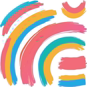 Colorful abstract brush strokes forming arcs and stripes vector