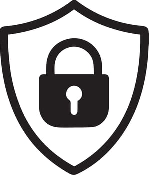 Shield with a lock icon symbolizing security and protection vector