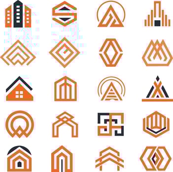 Modern geometric logo designs for real estate and architecture vector