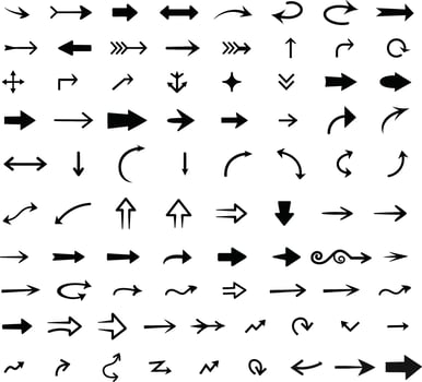 Collection hand drawn arrow icons in various styles vector