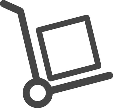 Simple outline icon of a hand truck carrying a box vector