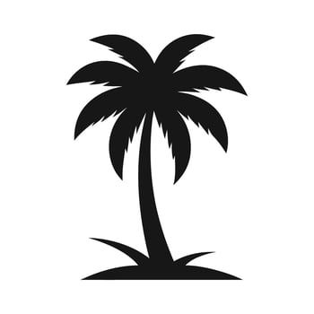 Silhouette of a single palm tree on a sandy island vector