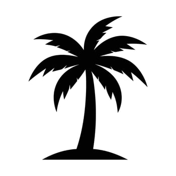 Silhouette of a tropical palm tree on a white background vector