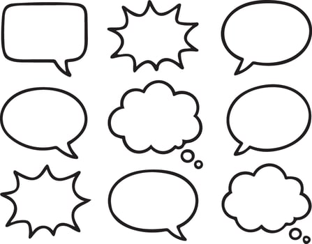Collection hand drawn speech and thought bubbles vector