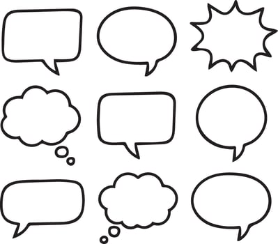 Collection of hand drawn speech bubbles and thought bubbles vector