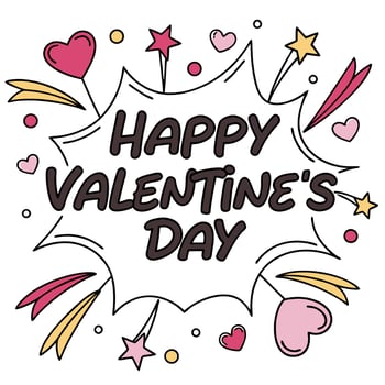 Happy valentine s day celebration with hearts and stars vector