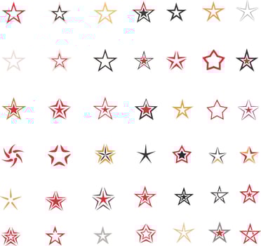 Collection of diverse star shapes and styles vector