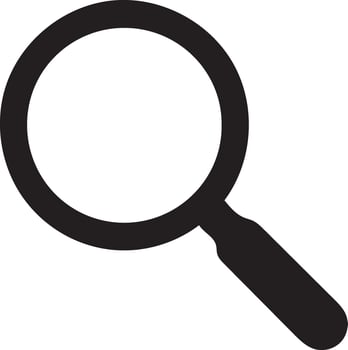 black magnifying glass icon on white background vector