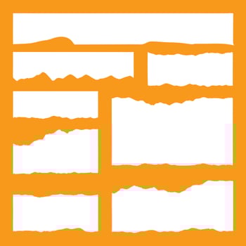Collection of torn paper edges on an orange background vector