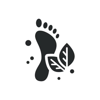 foot care icon, beauty spa concept, leg with leaves, green footprint, flat symbol on white background - illustration vector