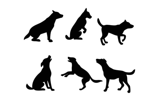 Collection of dog Silhouettes in Various poses vector