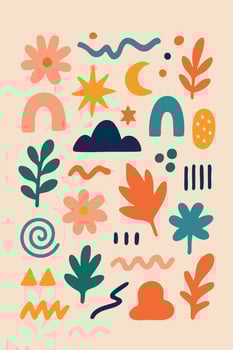 Abstract Organic and Nature Shapes Colorful Pack on Light Background vector