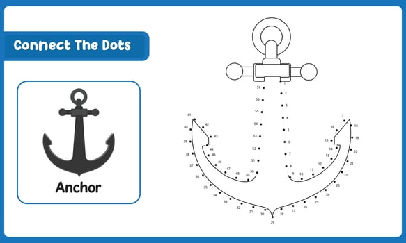 Connect The Dots Anchor Hand Practice. Illustration vector