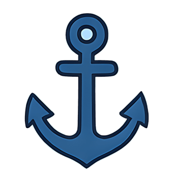 blue anchor Nautical Marine SymbolCartoon Kawaii Style for background and illustration png