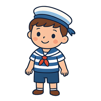 Cute Sailor Boy Cartoon Kawaii Kid in Sailor Costume Illustration png