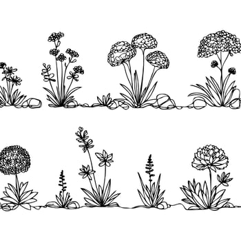 Clipart Flower illustration, succulent Doodle Set. Engraved plants. Line art flowers and Buds Drawing Outline stems, leaves, grasses. Elegant Floral Collection Hand Drawn Botanical. vector