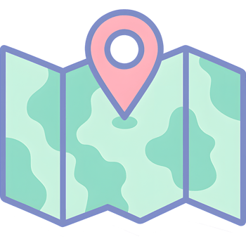 Abstract Folded Map With a Prominent Pink Location Pin Icon png