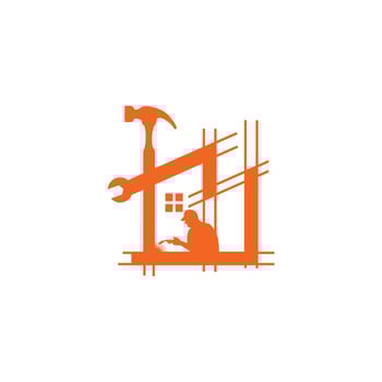 Construction Worker Silhouette Logo Design Template vector