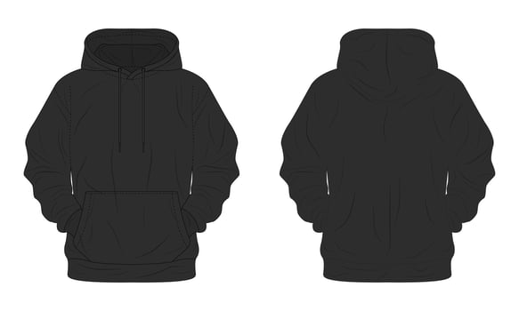 Black hoodie front and back view vector