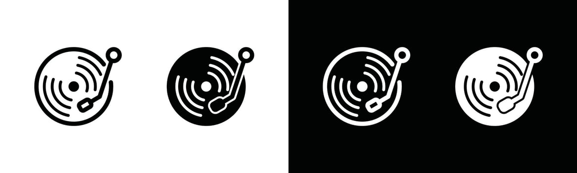 DJ music disc icons set. Contains sound media player, vinyl, CD cassette icon symbol illustration vector