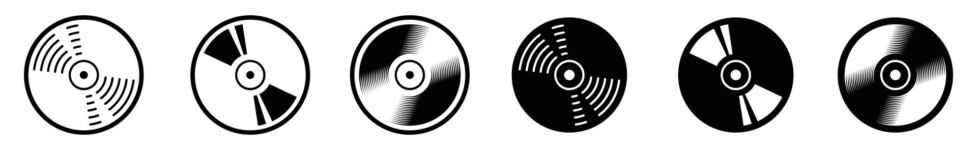 Disc icons set. Music media player, vinyl, CD cassette icon symbol vector