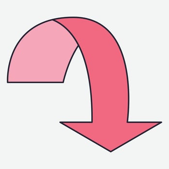 Pink Curved Down Arrow vector