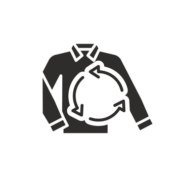 recycle arrows rotation icon, upcycling clothes, circular reuse textile, flat symbol - illustration vector