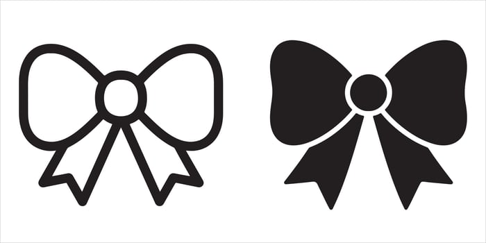 Elegant Black and White Bow Icons Simple, Chic Designs for Festive Decoration and Gift Wrapping vector