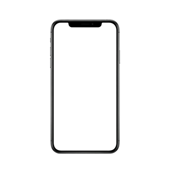 Modern smartphone with blank white screen displayed isolated on transparent background png