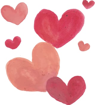 Watercolor Hearts Clustered on White Romantic and Sweet vector