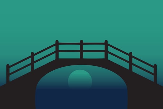 Bridge Night Scene Illustration vector