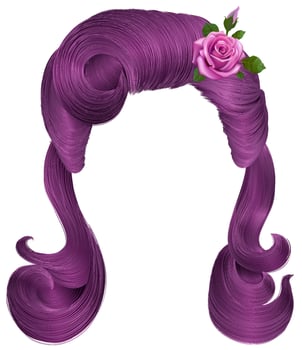 Purple hair with a rose accessory vector