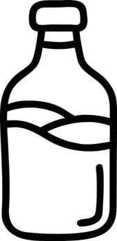 Glass Bottle Outline Drawing with Liquid and Cap Minimalist Line Art art Illustration Simple Black and White Isolated Design vector