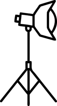 Studio Light with Barn Doors on Tripod Stand Icon Illustration in Simple Line Drawing Style art Photography Equipment Design vector