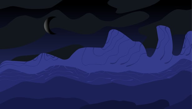 Minimalist Night Mountain Landscape Illustration vector