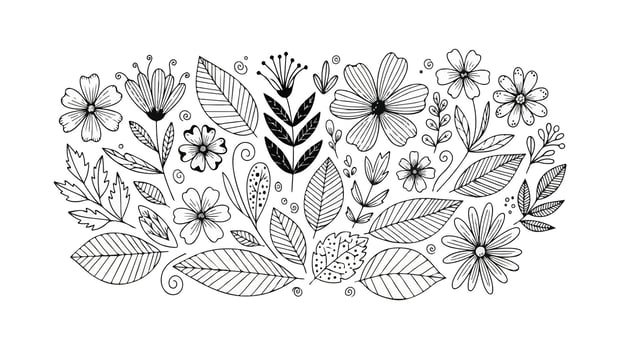Delicate Floral Silhouette Black and White vector