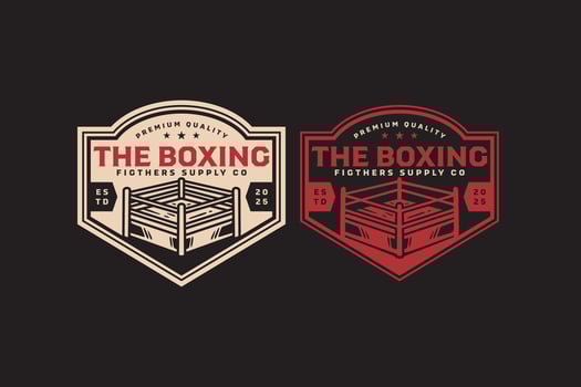Boxing ring retro badge logo design set for fighting sport. Boxing arena vintage emblem label element designs collections. Boxer, Fighter, Martial arts, Arena, Tournament. Illustration vector