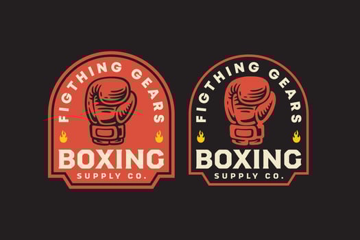 Boxing gloves retro badge logo design set for boxer. Fighting mitten vintage emblem label element designs collections. Martial arts, Fighter, Gear, Supply . Illustration vector