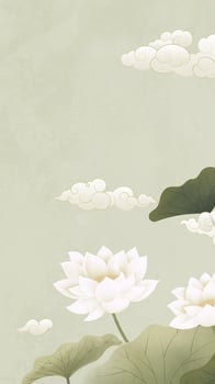 White lotus flowers on green background vector