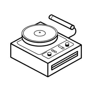 Retro Turntable Outline Illustration Vintage Record Player Design vector