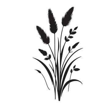 Graceful Natural Grass Silhouette Design for Botanical Elements and Scenery vector
